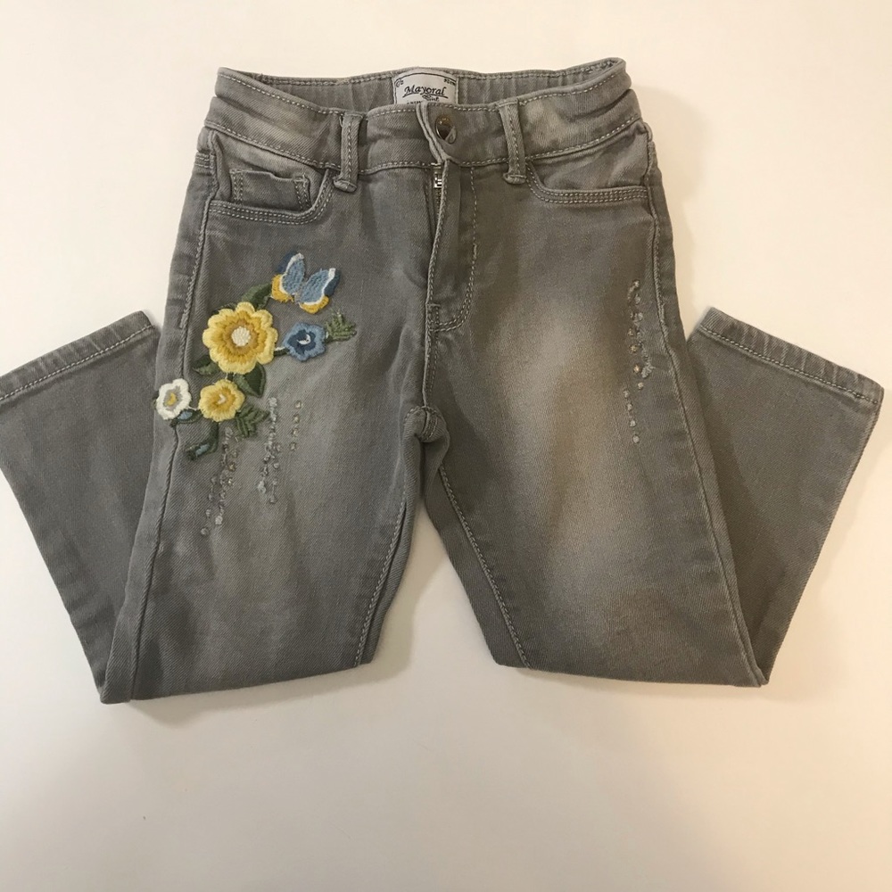 Mayoral Floral Embroidered Jeans 2T